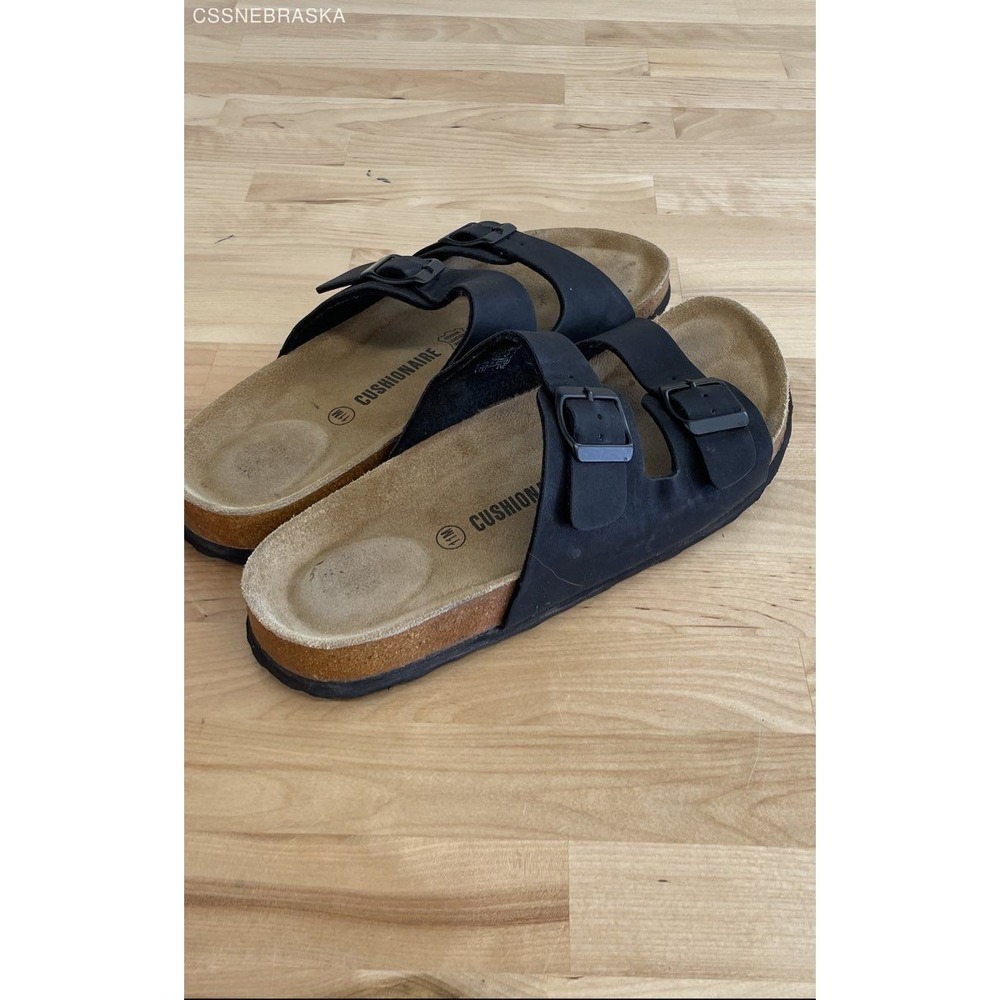 Cushionaire Black Sandals Faux Leather Upper/Cork Sole - Size 11M‎ - Picture 4 of 10